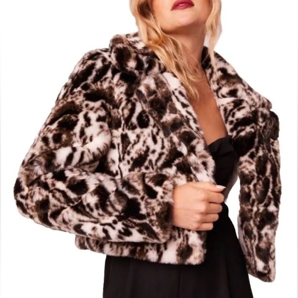 BAND OF THE FREE ANIMAL PRINT FAUX FUR JACKET